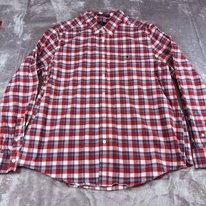 Simply Southern Men's Plaid Button-Down Long Sleeve Shirt Size XL Red Christmas